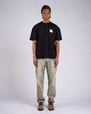 T-SHIRT IN COTONE CON RICAMO ROSA E ETICHETTA CON LOGO
