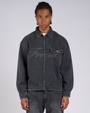 GIACCA IN DENIM NERO CON LOGO LASER