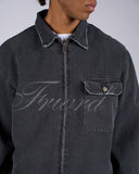 GIACCA IN DENIM NERO CON LOGO LASER