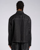 GIACCA IN DENIM NERO E CUCITURE BIANCHE