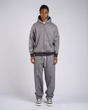 FELPA APERTA EFFETTO DENIM CON ZIP E CAPPUCCIO