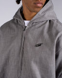FELPA APERTA EFFETTO DENIM CON ZIP E CAPPUCCIO