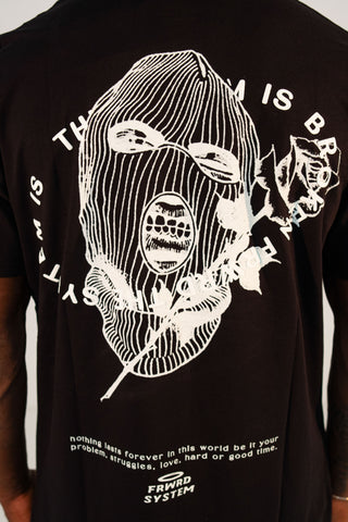 T-shirt con stampa passamontagna - "THE SYSTEM"