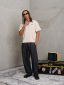 PANTALONE MORBIDO EFFETTO JEANS CON PENCE