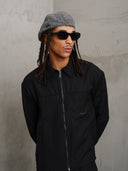 CAMICIA CON ZIP IN TESSUTO RIGATO