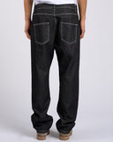 JEANS IN DENIM NERO CON CUCITURE BIANCHE