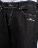 JEANS IN DENIM NERO CON CUCITURE BIANCHE