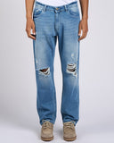 JEANS IN DENIM CHIARO CON ROTTURA GINOCCHIO