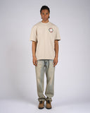 T-SHIRT IN COTONE CON RICAMO ROSA E ETICHETTA CON LOGO
