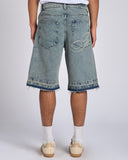 BERMUDA IN DENIM CON TASCA LASERIZZATA